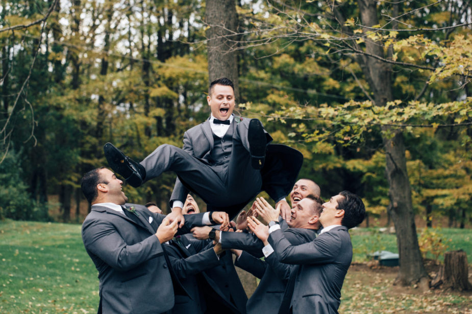 Groom and Groomsmen In Candid Style Wedding Photo