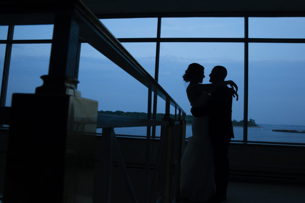 Silhouette Of A Bride And Groom At New Rochelle, NY Catering Hall  