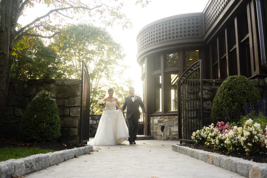 Candid wedding photo at Le Château