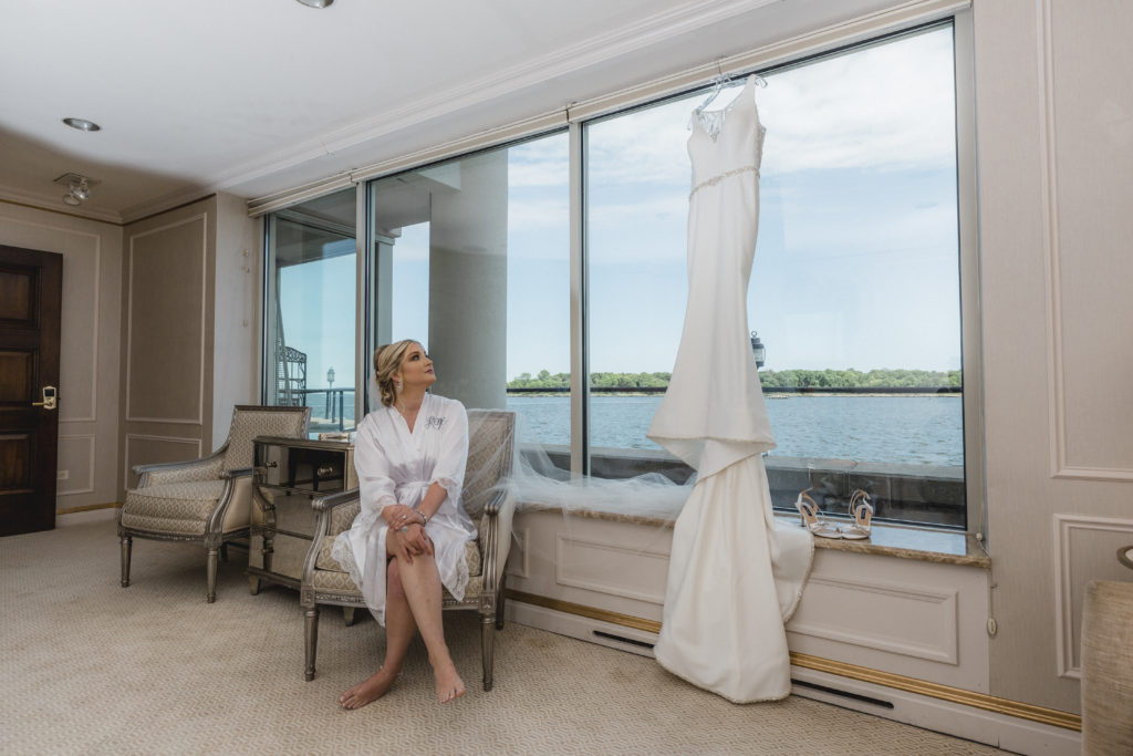 Bride posing for a getting ready picture