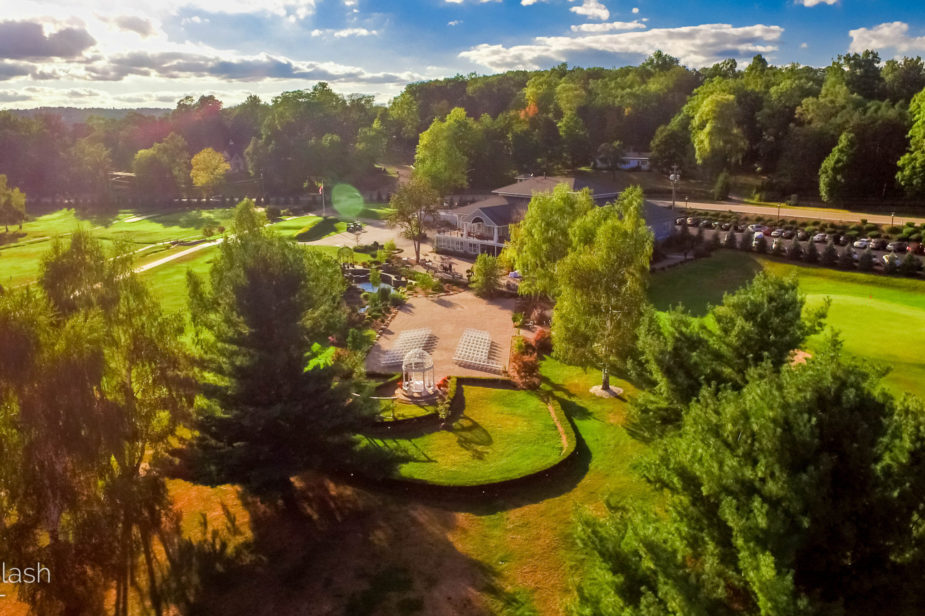 aerial shot of the falkirk estate and country club