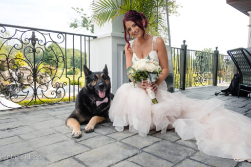 Bride posing with her dog