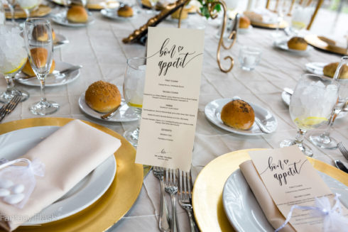 wedding place settings - falkirk estate ballroom