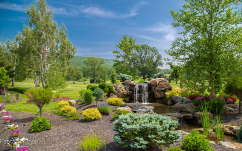 small waterfall next near ceremony site
