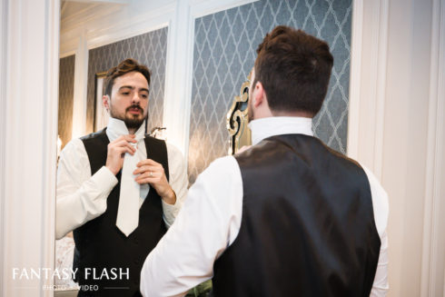 groom getting ready at Villa Borghese