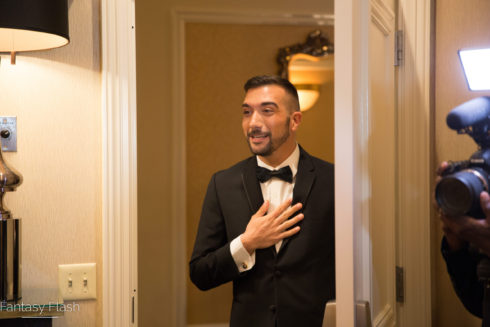 Groom entering the grandview bridal suite