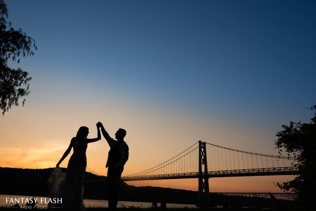 silhouette of a bride and groom