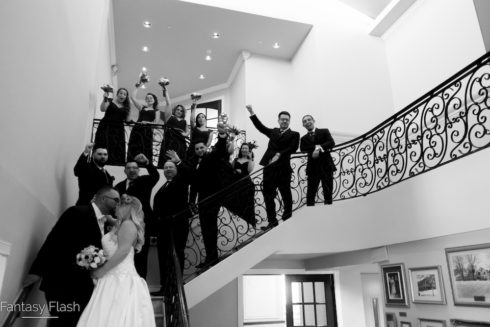 bride and groom with bridal party