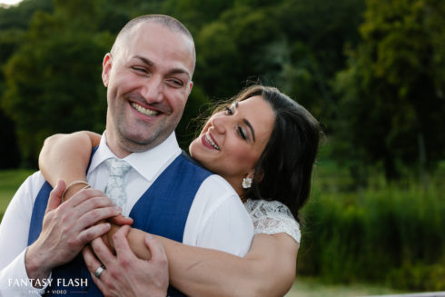 Bride and Groom outside the Hollow Brook Golf Club