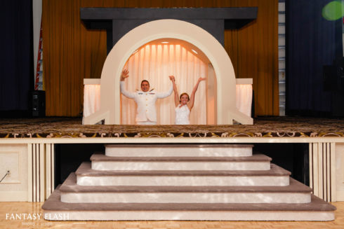 A Bride And Groom Making A Grand Entrance at Anthonys Pier 9