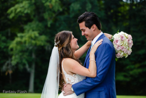 wedding portrait of bride and groom at West Hills Country Club