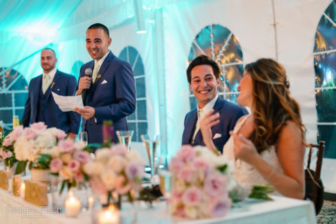 Best man toasting bride and groom at West Hills Country Club