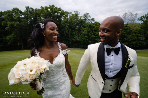 A bride and groom at West Hills Country Club