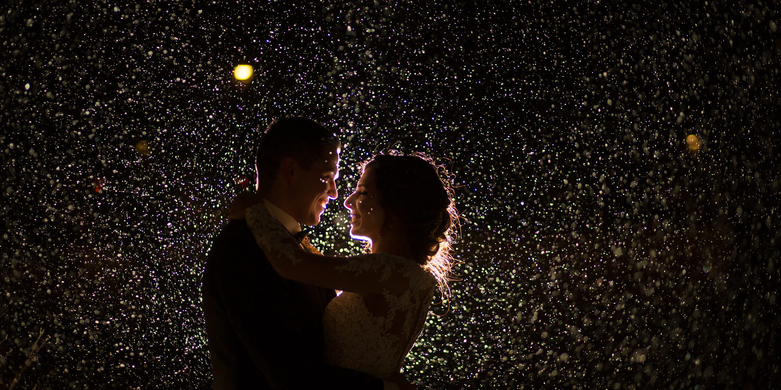 Fantasy Flash wedding at the Garrison This is a couple standing in the rain on their wedding day.
